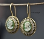 Preview: 925er Vergoldetes Silber - 14k Gold Jewelry - Zirkonia - Grün -  Kamee Ohrringe  - Hängeohrringe  - Geschenk für Sie - Weihnachtsgeschenk